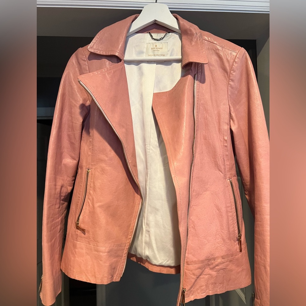 Kate Spade pink leather jacket 🎀
